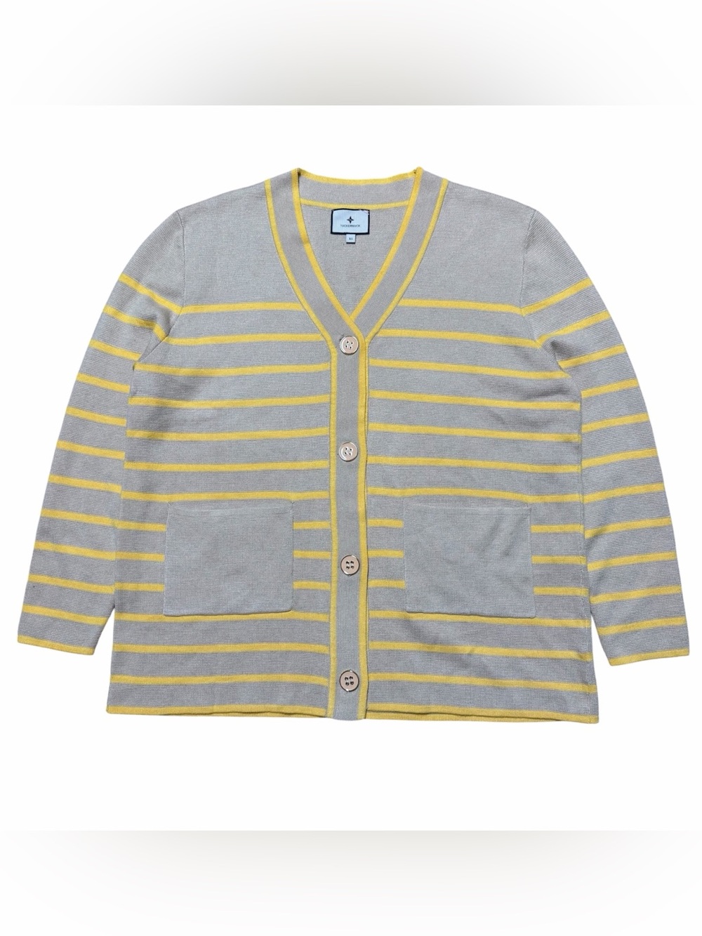 Tuckernuck Chai Striped Lauren Cardigan Oversized Button Front Pockets Size XS